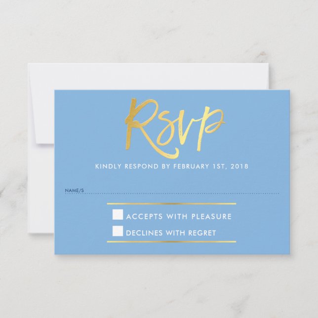 UAWG REPONSE-Imitate Gold-Typ Maisblume Blau RSVP Karte (Vorderseite)