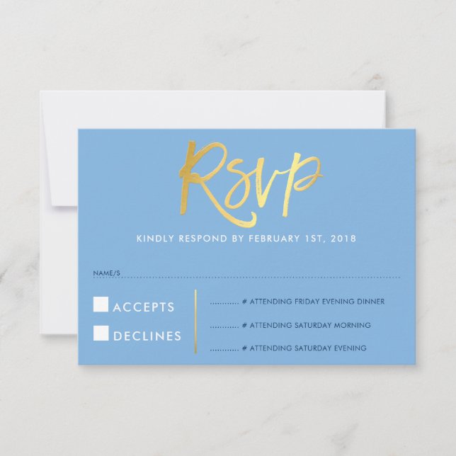 UAWG REPONSE-Imitate Gold-Typ Maisblume Blau RSVP Karte (Vorderseite)
