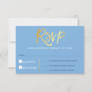 UAWG REPONSE-Imitate Gold-Typ Maisblume Blau RSVP Karte