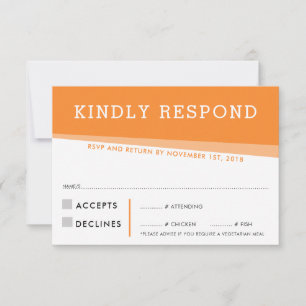 UAWG REPONSE-KARTE, einfach, modern, fett orange RSVP Karte