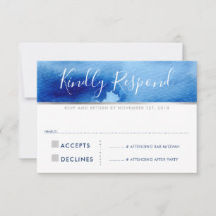 UAWG REPONSE-KARTE Silberblaue Aquarellfarbe RSVP Karte