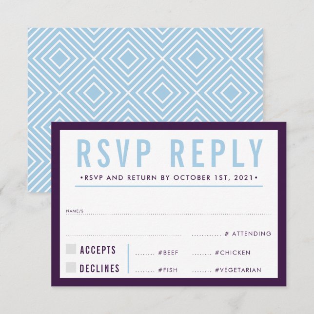 UAWG REPONSE Moderne fette Auberginenblau RSVP Karte (Vorne/Hinten)
