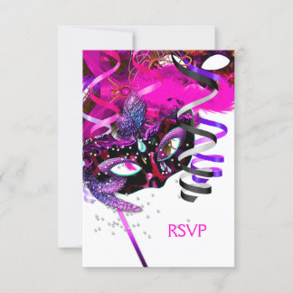 UAWG Response Birthday Party Mask White Pink RSVP Karte