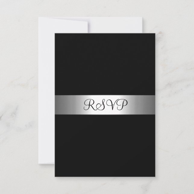 UAWG Response Card Schwarz Alle Ereignisse Silver RSVP Karte (Vorderseite)