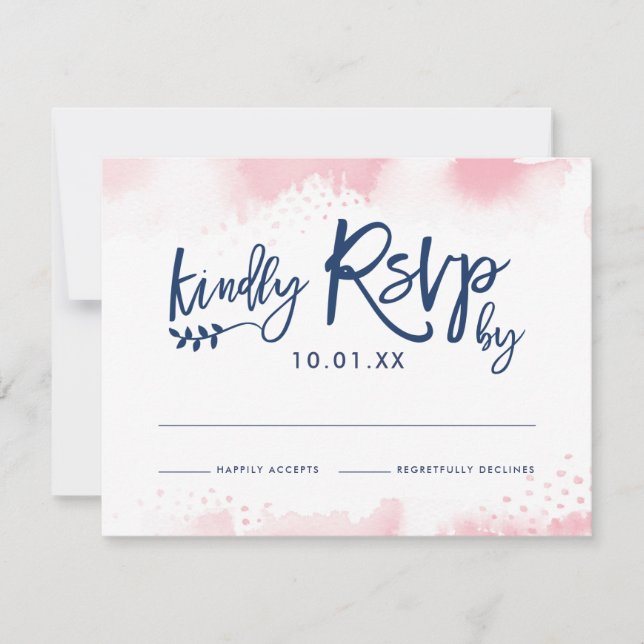 UAWG RESPONSE CARD Stilvolle marinebrosa Aquarell RSVP Karte (Vorderseite)