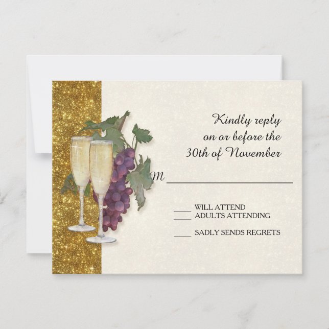 UAWG Response Card Wine Theme Champagne Modern RSVP Karte (Vorderseite)