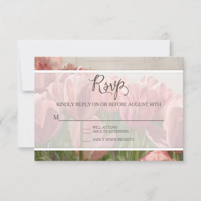UAWG Response Floral Romantisches Hübsches Holz Ru RSVP Karte (Vorderseite)