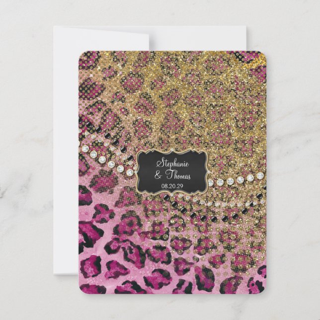 UAWG Response Hot Pink Gold Leopard Animal Print RSVP Karte (Vorderseite)