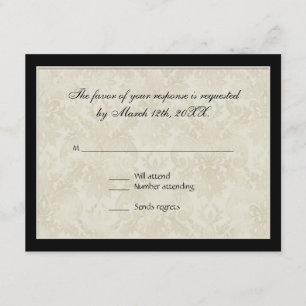 UAWG Response, Impressionist Cream Pink Roses RSVP Karte