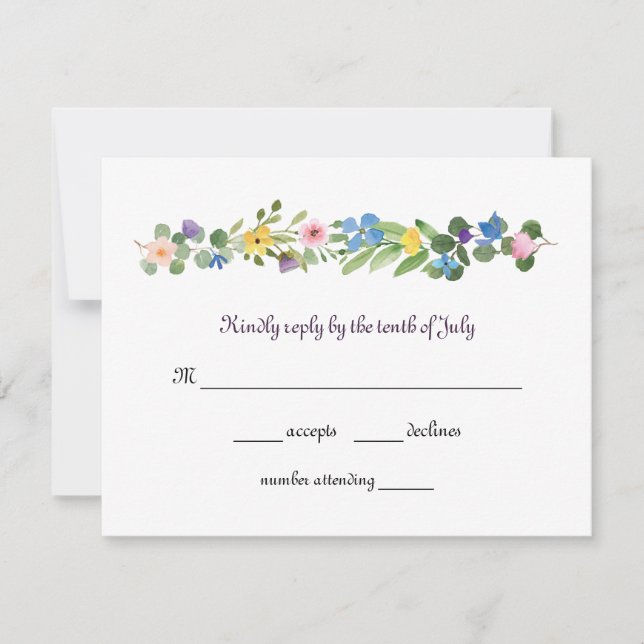 UAwg Response-Karte für Aquarellfarben-Wildblumen RSVP Karte (Vorderseite)