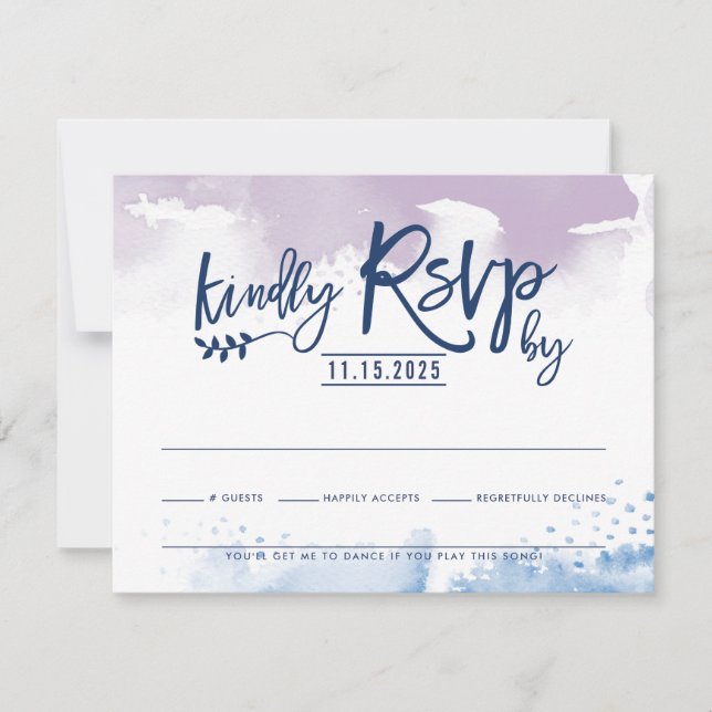 UAWG RESPONSE-KARTE hübsche lila blaue Aquarellfar RSVP Karte (Vorderseite)