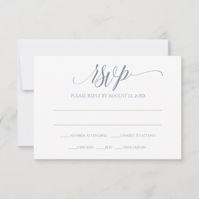 UAWG Response-Karte | Luxe Calligraphie (Dusty Blu RSVP Karte (Vorderseite)