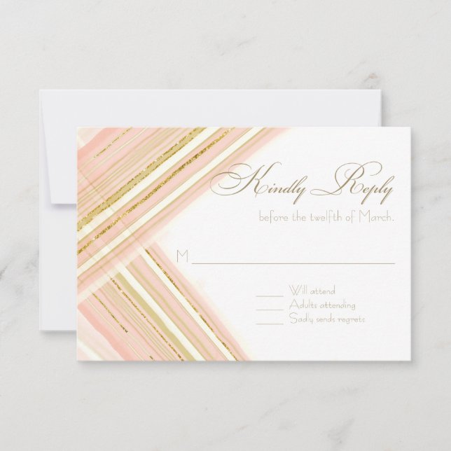UAWG Response Moderne Lines Art Deco Imitate Gold RSVP Karte (Vorderseite)