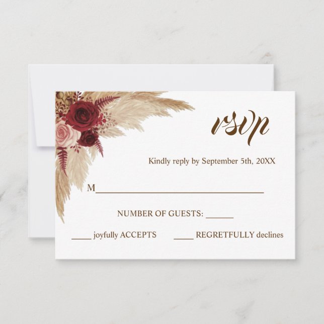 UAWG response Pampas Grass Wedding Card RSVP Karte (Vorderseite)