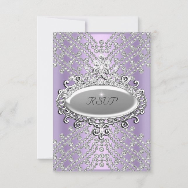 UAWG Response Party Lilac Lila White Diamond RSVP Karte (Vorderseite)