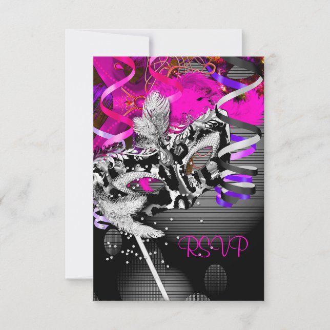 UAWG Response Party Maske Silver Pink 2 RSVP Karte (Vorderseite)