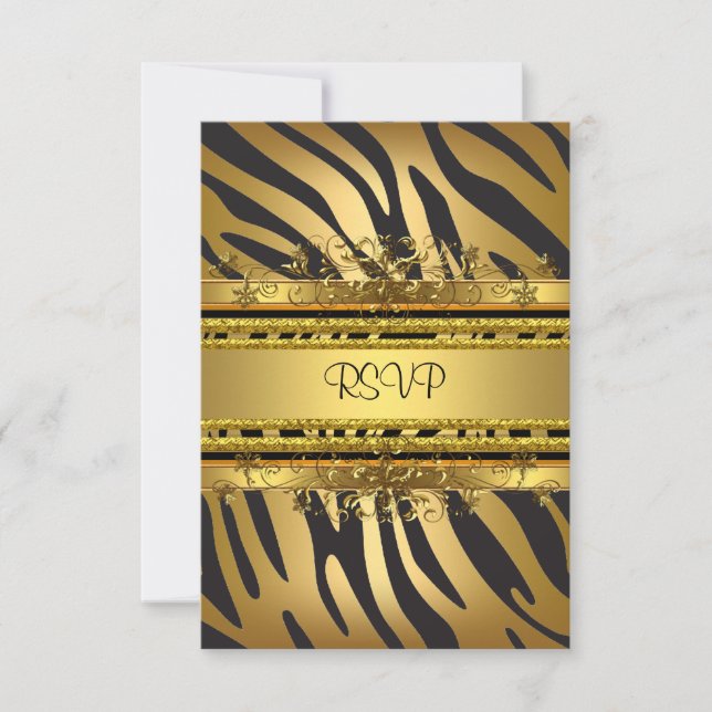 UAWG Response Party Zebra Gold Black RSVP Karte (Vorderseite)