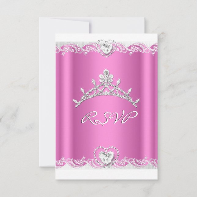 UAWG Response Pink White Lace Quinceanera RSVP Karte (Vorderseite)