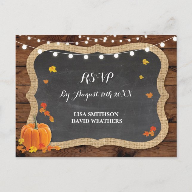 UAWG Response Pumpkin Hochzeit im Herbst Postcard Einladungspostkarte (Vorderseite)