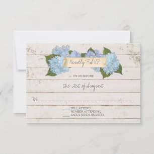 UAWG Response Shiplap Holzpappe Blue Hydrangea RSVP Karte