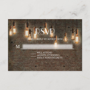 UAWG Response Urban Industrial Edison Lights Brick RSVP Karte