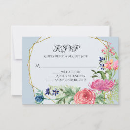 UAWG Response Wasserfarbe Rosa Blumenblauer Tusty RSVP Karte