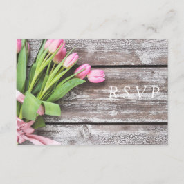 UAWG—Rosa Tulips & Holz RSVP Karte