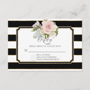 UAWG Rose Blumenbeete Moderne Elegante Schwarz-wei RSVP Karte