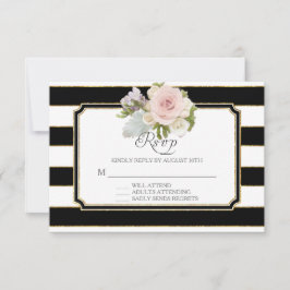 UAWG Rose Blumenbeete Moderne Elegante Schwarz-wei RSVP Karte