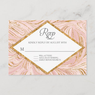 UAWG Rose Gold Imitats Glitzer Marmormatte RSVP Karte