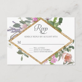 UAWG Rose Gold Imitats Glitzer Wildblume RSVP Karte