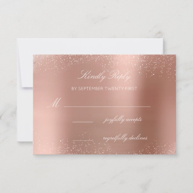 UAWG Rose Schwarzer Glitzer Brautparty1 RSVP Karte (Vorderseite)