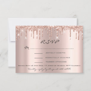 UAWG Rose Tropfen Glitzer Brautparty Hochzeit RSVP Karte