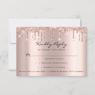 UAWG Rose Tropfen Glitzer Brautparty Hochzeit RSVP Karte