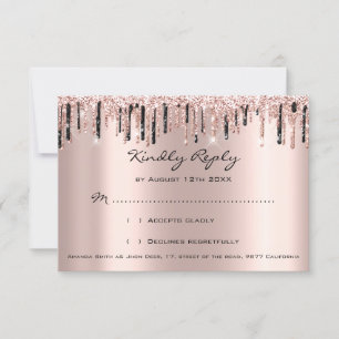UAWG Rose Tropfen Glitzer Brautparty Hochzeit RSVP Karte