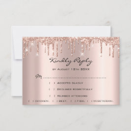 UAWG Rose Weddin Glitzer Brautparty Navy Tropfen RSVP Karte