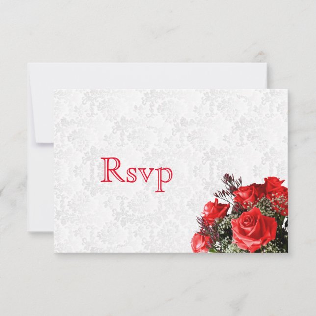 UAWG Rote Rose Floral Wedding RSVP Karte (Vorderseite)