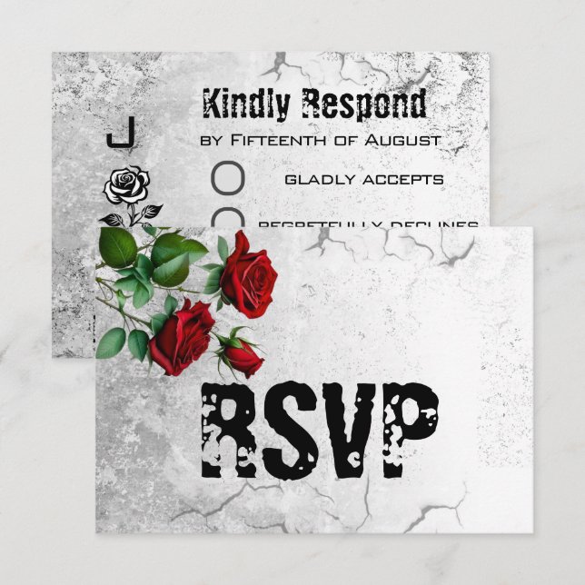 UAWG Rote Rose & Grunge Textured Wedding Card RSVP Karte (Vorne/Hinten)
