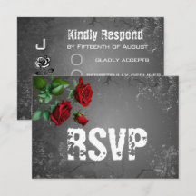 UAWG Rote Rose & Grunge Textured Wedding Card