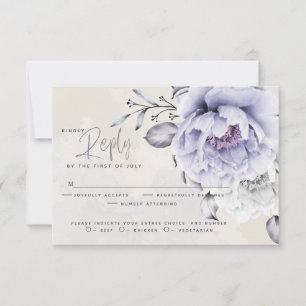 UAWG   Rustic Lilac and Alabaster Peony Floral RSVP Karte