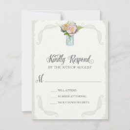 UAWG Rustic Mason Jar Rose Script Typografie RSVP Karte