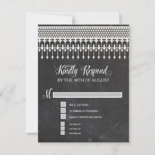 UAWG Rustic Vintag Lace Chalk Script Typografie RSVP Karte
