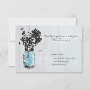UAWG rustikale hängende Maurer-Glas-Hochzeit RSVP Karte
