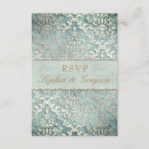 UAWG Sage Green Glimmer Damask Hochzeit Einladung