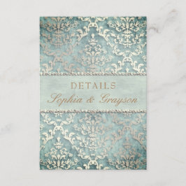 UAWG Sage Green Glimmer Damask Hochzeitsszenario Einladung