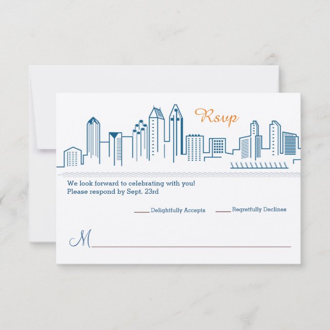 UAWG San Diego Skyline Wedding RSVP Karte (Vorderseite)