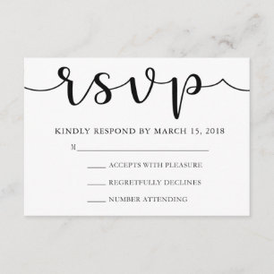 UAWG Schwarz/Weiß   Einfache Kalligrafie RSVP Karte