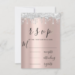 UAWG Schwarz-weiße Rose Silberne Tropfen Hochzeit RSVP Karte