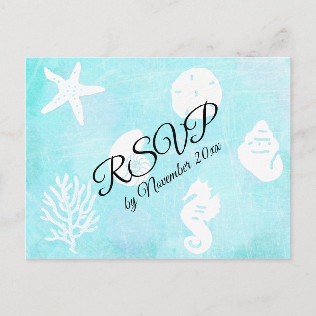 UAWG Seaside Seashell Themed Wedding Postkarte (Vorderseite)
