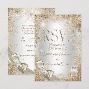 UAWG Silver Beige Cream Pearl Bow Snowflake Einladung